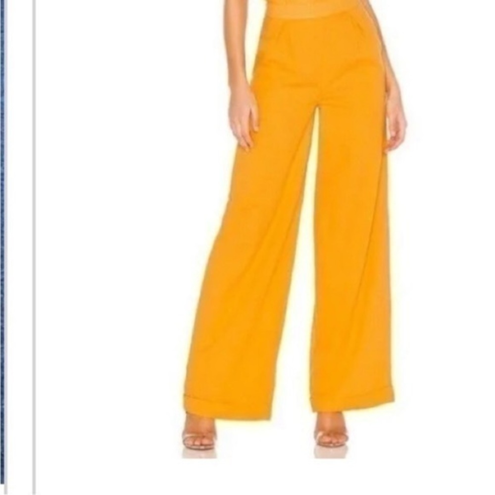 House of Harlow 1960 Pants Gold Pleated Wide Leg